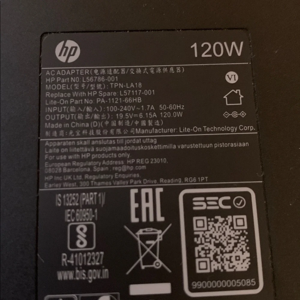HP TPN-LA18 - 120W 19.5V 6.15A 7.4mm X 5.0mm Connector AC Adapter Charger
